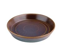 Olympia Cavolo Porcelain Flat Round Bowls 220mm, Iridescent, 220 mm | Pack of 4 dishwasher-safe commercial vessels has a wide base for complex plating and a unique rustic glaze finish.