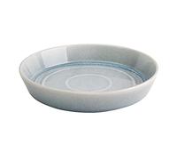 Olympia Cavolo Porcelain Flat Round Bowls 220mm Pack of 4, Ice Blue, 220 mm | Dishwasher-safe build has a unique reactive glaze and small framing sides to elevate commercial food presentation.
