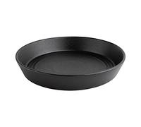 Olympia Cavolo Porcelain Flat Round Bowls 220mm Textured Black, 220 mm | Dishwasher-safe commercial strength construction with reactive glaze finish; wide base simplifies complex plating.