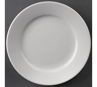 Olympia Athena Hotelware Wide Rimmed White Porcelain Plates, Pack of 12, Diameter: 165mm / 6 1/2 inch, Catering and Restaurant Grade | CC206