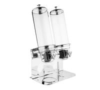 Olympia Cereal Dispenser Double St/St and SAN - 2x4Ltr | Keeps contents fresh and hygienic on busy self-serve buffets; dual-tap mechanism allows portion-controlled dispensing.