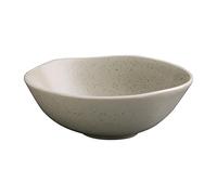 Olympia Chia Small Bowls Porcelain 455ml, Sand, Pack of 6, Off-White, 155mm | Uneven, waved edges provide a hand-thrown look, finished with a speckled reactive glaze; robust and dishwasher safe.
