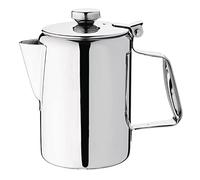 Olympia Concorde Stainless Steel Coffee Pot, Heat Resistant Handle, 20oz | Mirror-finish design adds shine to tabletops, while the dishwasher-safe build and hinged lid ensure easy commercial cleanup.