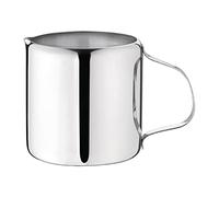 Olympia Concorde Stainless Steel Milk Jug Frothing Pitcher, 140ml | Heat-resistant handle keeps hands cool during service; open-top allows rapid refilling and dishwasher-safe cleanup.