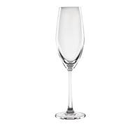 Olympia Cordoba Glasswasher Safe Champagne Flutes 210ml, Pack of 6 | Sturdy glass build adds durability while angular curves and a fine cut rim provide a modern, elegant drinking experience.