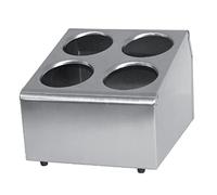 Olympia Cutlery Basket Holder in Stainless Steel with 4 Holes and Angled Fascia - H210 x W255 x D300mm
