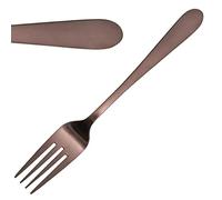 Olympia Cyprium Table Fork 18/0 Stainless Steel, Copper Pack of 12 | Matt finish and contemporary rounded edges bring a modern, vintage feel to quirky dining tables. Length: 199mm.