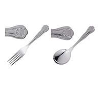 Olympia D68612X Kings Dessert Fork 184mm 18/0 Stainless Steel Cutlery Kitchen & D688 Kings Cutlery Soup Spoon (Pack of 12)