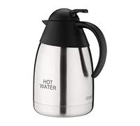 Olympia Domed Lid Stainless Steel Vacuum Jug 1.5L, 250x140mm | Thumb lever mechanism offers controlled dispensing, keeping hot drinks insulated longer for busy catering environments.