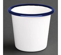 Olympia Enamel Sauce Cups 114ml, White with Blue Rim, Pack of 6, 115Ml | Hardwearing construction ensures heavy-duty daily use, providing a stylish way to serve guest relishes and condiments.