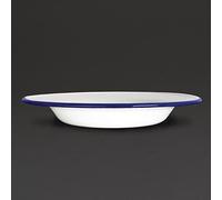 Olympia Enamel Steel Soup Plates 490ml Pack of 6, Blue & White 245mm