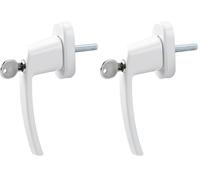 OLYMPIA FGS 100 FGS100 Lockable Window Handle with 2 Keys Each Window Lock with Lock Square 7 x 7 mm Pin Length 35 mm Coated Metal White (Pack of 2)