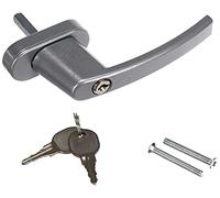 Olympia FGS 100 FGS100 Lockable Handle with 2 Keys Each, Window Lock, Square 7 x 7 mm, pin Length 35 mm, Coated Metal, Silver