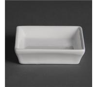 Olympia Flat Square Miniature Dishes 80mm Porcelain White Serving Bowls 12pc