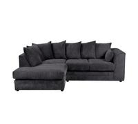 OLYMPIA FURNITURE 3 Seater Dylan Jumbo Cord Fabric Sofa - Left Hand Facing Corner Sofa in Black OLYMPIA FURNITURE Black