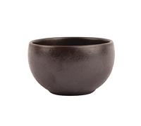 Olympia Fusion Stoneware Rice Bowl 600ml Pack of 6, Black 130mm | Steep-sided vessel with an unglazed foot is dishwasher, microwave and oven safe for serving sides, miso or desserts.