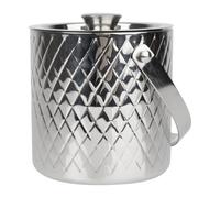 Olympia Geo Stainless Steel Double Wall Ice Bucket, 1950ml | Insulated body keeps ice frozen for longer, suited for busy commercial bar, catering, and table service.