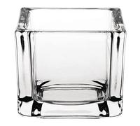 Olympia Glass Square Tealight Candle Holders, Clear, Pack of 6