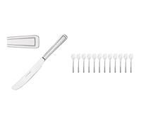 Olympia Harley Solid Handle Table Knife 228mm Stainless Steel Knives Blade 12pc Bundle with Harley Cutlery Tea Spoons - Pack of 12 | Teaspoons, Stainless Steel Tea Spoons, Genware Spoons