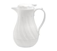 Olympia Insulated Swirl Jug 2Ltr, White, 284(H) x 182(Ø) mm | Thumb lever mechanism ensures controlled dispensing, while a secure screw cap preserves beverage freshness.