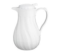 Olympia Insulated Swirl Jug, White, 1.2Ltr - Suitable for Hot and Cold Drinks, Thumb-Operated Lid CH119