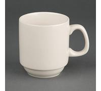 Olympia Ivory Stacking Mugs 285Ml 10Oz Porcelain Coffee Tea Cup Restaurant 12pc