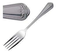 Olympia Jesmond Table Fork, 12 - Polished 18/0 Stainless Steel, Shell Motif