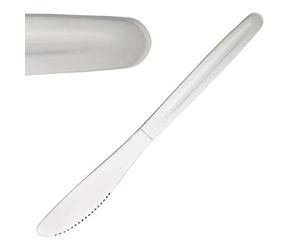 Olympia Kelso Stainless Steel Dessert Knife 210mm, Box of 12 | Smooth, polished edges provide a comfortable grip, making these dessert knives ideal for busy commercial dining.