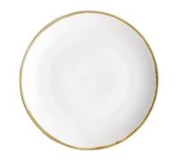 Olympia Kiln Chalk Round Coupe Plate Porcelain 280mm Pack of 4, 280 mm | Dishwasher safe with a hand-applied, drip-dried rim that makes each piece unique; rustic look with textured reactive glaze.