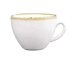 Olympia Kiln Coffee Cups Chalk Porcelain 230ml 8oz, White (Pack of, 230 ml | Dishwasher safe with a hand-applied drip-dry rim for an artisan look, showcasing a reactive glaze that adds texture.