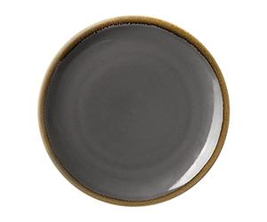 Olympia Kiln Commercial Porcelain Round Coupe Plate, 230mm, Smoky Gray | Finished with a reactive glaze for a unique, irregular shape; safe for both dishwashers and microwaves.