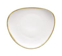 Olympia Kiln Porcelain Triangular Plates Pack of 6, Chalk White, 165 mm | Hand-applied rim offers a unique, artisanal finish to each piece, with a rustic reactive glaze. Dishwasher safe.