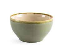 Olympia Kiln Rimmed Serving Bowls Moss 140mm Dishwasher Safe, Pack of 6 | Reactive glaze finish ensures unique rustic styling, while hand-painted rims and an edge chip warranty add durability.