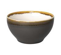 Olympia Kiln Round Porcelain Bowls 140mm Pack of 6, Smoke | Hand-painted rim and reactive glaze offer an artisan style, with BS4034 vitrified hotelware rating for catering use.