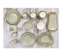 Olympia Kiln Triangular Plate Moss 230mm 9 Rimmed Kitchen Serving Tableware 6pc