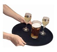 Olympia Kristallon Black Polypropylene Plastic Round Non-Slip Tray | Black | 280mm / 11 inch Diameter | C556