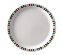 Olympia Kristallon Fairground Style Dinner Plates Set 23 cm/9 inch (Pack of 12), White & Multi-Colour, Temperature Range: -20° to 120°C, Scratch - Chip & Stain Resistant, DP981