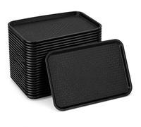 Olympia Kristallon Fast Food Serving Tray, Black, Non-Slip Plastic, 450mm, Pack of 12