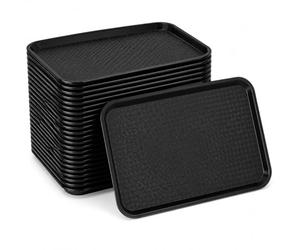 Olympia Kristallon Fast Food Serving Tray, Black, Non-Slip Plastic, 450mm, Pack of 12