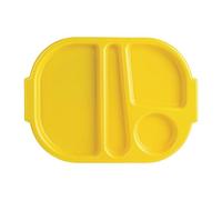 Olympia Kristallon Polycarbonate 4-Compartment Food Tray, Small, Yellow | Dishwasher-safe, shatterproof build with 322x236mm dimensions to easily serve multiple dishes in busy schools or care homes.