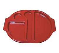 Olympia Kristallon Polycarbonate Compartment Food Trays, 25X375X278mm | Red colour finish makes food segregation easy, featuring 3 compartments to keep mains and sides neatly separated.