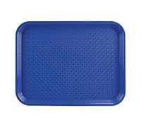 Olympia Kristallon Polypropylene Fast Food Tray, Medium 415mm, Blue | Textured anti-slip surface prevents messy spills, whilst a stackable shape saves storage space in busy commercial venues.