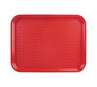 Olympia Kristallon Polypropylene Plastic Fast Food Tray - Medium - 415(W) x 305(D)mm / 16.25 x 12 inch, Red, Dishwasher Safe, Textured Slip-Resistant Surface, Stackable, P504