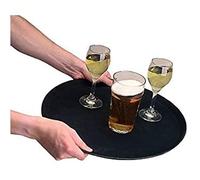 Olympia Kristallon Polypropylene Plastic Round Non-Slip Tray | Black | 406mm / 16 inch Diameter | C558