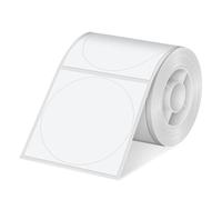 Olympia Label Roll Compatible with PM220 Label Printers - Round Labels Diameter 50 mm, Pack of 150 - Thermal Transfer, Waterproof & Oil Resistant - Self-Adhesive Label Roll White for Office, Kitchen