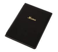 Olympia Leatherette Style Menu Display Case in Black A4 Size Show Four Pages