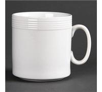 Olympia Linear Mugs 220Ml 8Oz 85X80mm Porcelain White Coffee Tea Cup 12pc