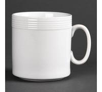 Olympia Linear Mugs 220Ml 8Oz 85X80mm Porcelain White Coffee Tea Cup 12pc