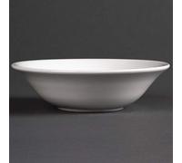 Olympia Linear Porcelain Oatmeal Bowls 150mm, White, Pack of 12