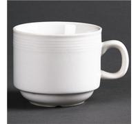 Olympia Linear Stacking Tea Cups 200Ml 7Oz Coffee Espresso Milk Jugs 12pc